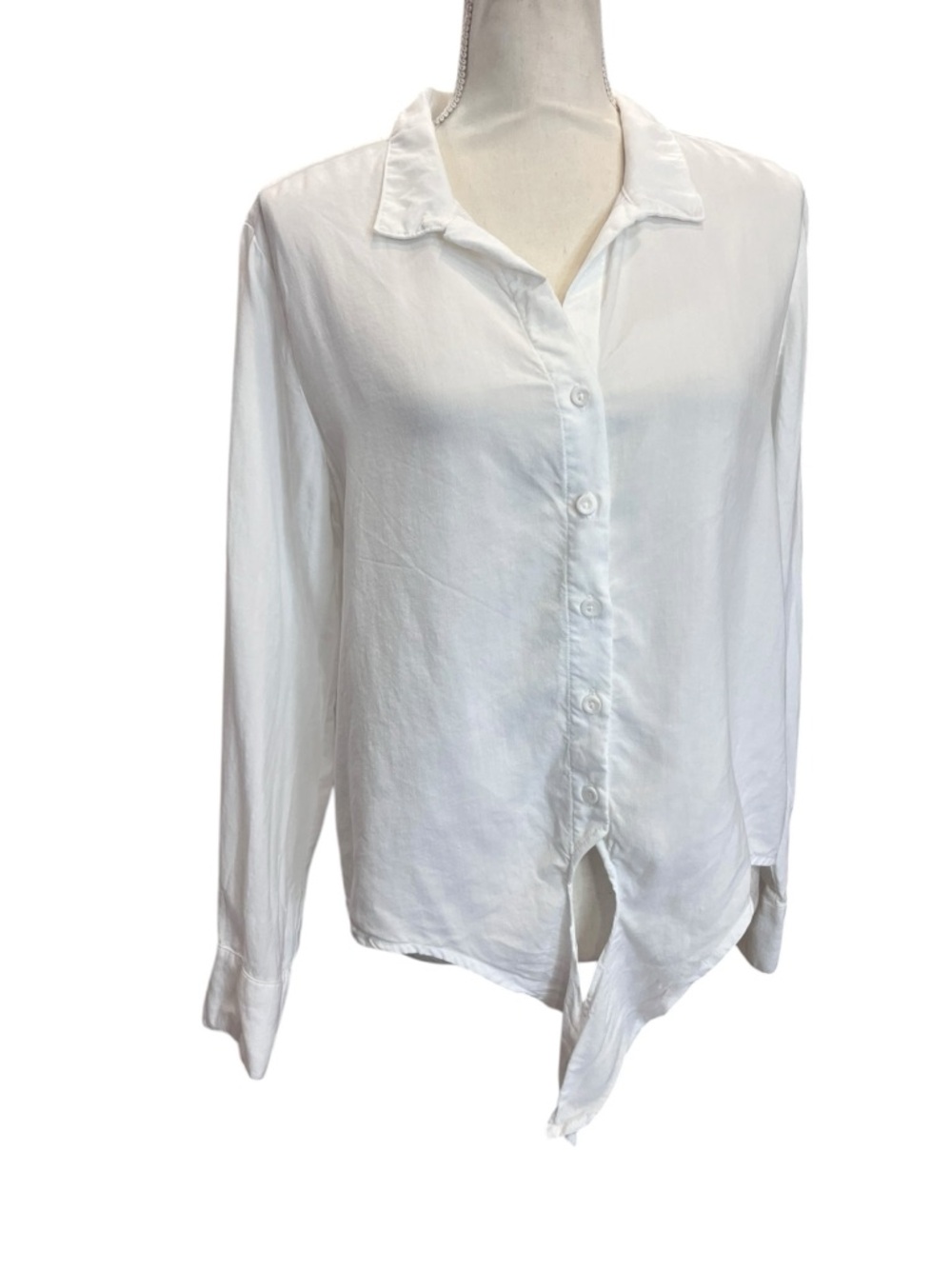 Cloth & Stone White Tencel Lyocell Tie Front Button Down Blouse Small - Picture 3 of 11